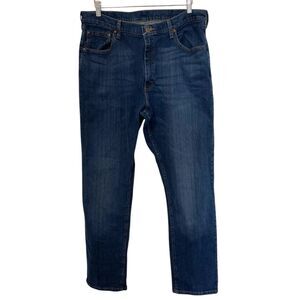 Wrangler Relaxed Fit Straight Jeans Men's 36x34 Whiskered Blue Denim Mid Rise